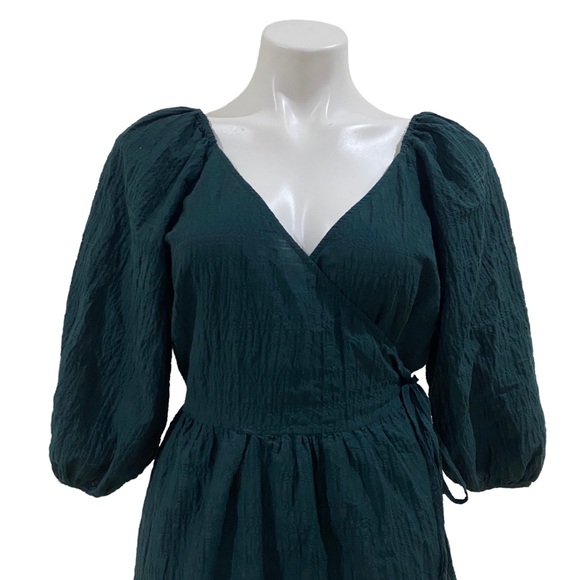 A NEW DAY wrap around casual green mini dress - sz MEDUIM - BOHO casual hippie - Picture 10 of 15